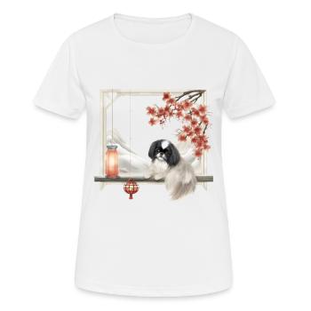 Japonais Chin Cottagecore Zen Window Hommes Femmes - T-shirt respirant Femme - blanc - Devant - AI Model Female 172 dark (172cm)