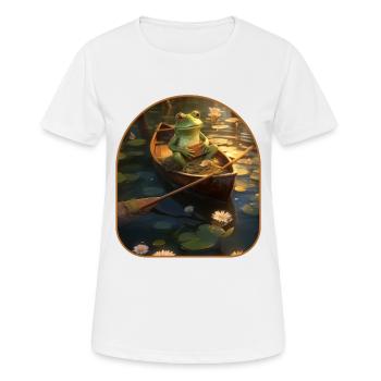 Frog Canoe Adventure Stream Lily Pads Cottagecore - Women's Breathable T-Shirt - white - Front - AI Model Female 172 dark (172cm)