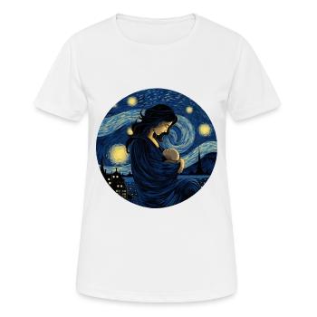 Breastfeeding Starry Night Shirt Motherhood - Women's Breathable T-Shirt - white - Front - AI Model Female 172 dark (172cm)