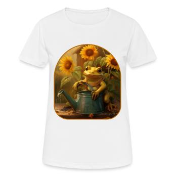 Grenouille Arrosoir Tournesols Jardinage - T-shirt respirant Femme - blanc - Devant - AI Model Female 172 dark (172cm)