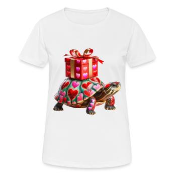 Turtle Shell Hearts Valentine's Day Slow and Sure - Women's Breathable T-Shirt - white - Front - AI Model Female 172 dark (172cm)