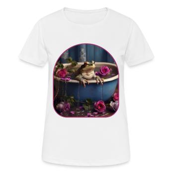 Relaxing Frog Bathtub Flower Petals Cottagecore - Women's Breathable T-Shirt - white - Front - AI Model Female 172 dark (172cm)