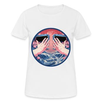 Réalité Virtuelle Ukiyo e Vaporwave Esthétique Indie - T-shirt respirant Femme - blanc - Devant - AI Model Female 172 dark (172cm)