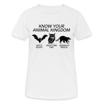 Chemise d’animal, connaissez votre règne animal hibou chauve-souris - T-shirt respirant Femme - blanc - Devant - AI Model Female 172 dark (172cm)