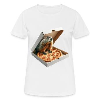 Pizza liebende Murmeltier Tag Vorhersage - Frauen T-Shirt atmungsaktiv - Weiß - Vorne - AI Model Female 172 dark (172cm)