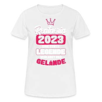Renterin 2023 Pension Ruhestand Lustiger Spruch - Frauen T-Shirt atmungsaktiv - Weiß - Vorne - AI Model Female 172 dark (172cm)