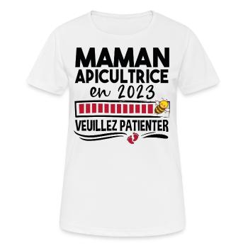 2023 Maman Apicultrice Apiculture Abeille Humour - T-shirt respirant Femme - blanc - Devant - AI Model Female 172 dark (172cm)