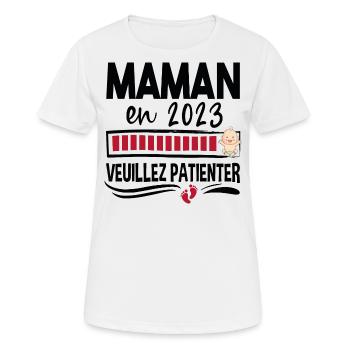 Maman Agricultrice Agriculture 2023 Naissance - T-shirt respirant Femme - blanc - Devant - AI Model Female 172 dark (172cm)