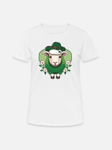 St. Patrick's Day sheep with flowers - Women's Breathable T-Shirt - white