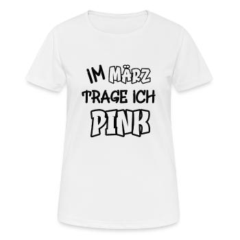 En mars, je porte du rose en disant couleur rose - T-shirt respirant Femme - blanc - Devant - AI Model Female 172 dark (172cm)
