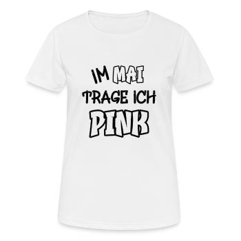 En mai, je porte du rose en disant couleur rose - T-shirt respirant Femme - blanc - Devant - AI Model Female 172 dark (172cm)