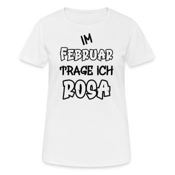 En février, je porte du rose en disant couleur rose - T-shirt respirant Femme - blanc - Devant - AI Model Female 172 dark (172cm)