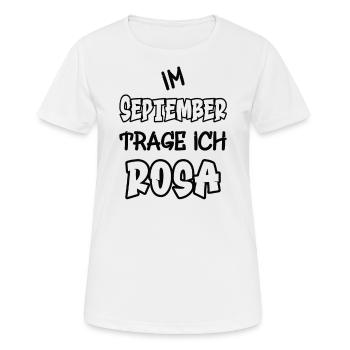 En septembre, je porte du rose en disant couleur rose - T-shirt respirant Femme - blanc - Devant - AI Model Female 172 dark (172cm)