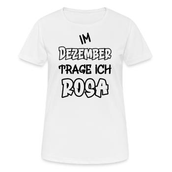 En décembre, je porte du rose en disant couleur rose - T-shirt respirant Femme - blanc - Devant - AI Model Female 172 dark (172cm)