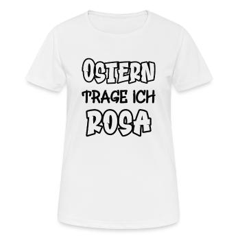 Pâques, je porte du rose en disant couleur rose - T-shirt respirant Femme - blanc - Devant - AI Model Female 172 dark (172cm)