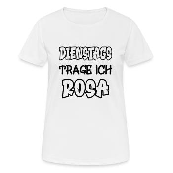Le mardi, je porte du rose en disant couleur rose - T-shirt respirant Femme - blanc - Devant - AI Model Female 172 dark (172cm)