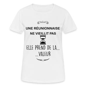 Femme île de la Réunion Réunionnaise Cadeau - T-shirt respirant Femme - blanc - Devant - AI Model Female 172 dark (172cm)