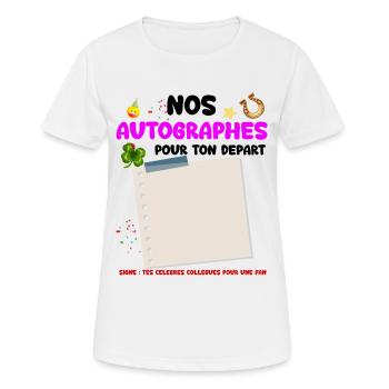 Signature Des Collègues Vedettes Cadeau Départ - T-shirt respirant Femme - blanc - Devant - AI Model Female 172 dark (172cm)
