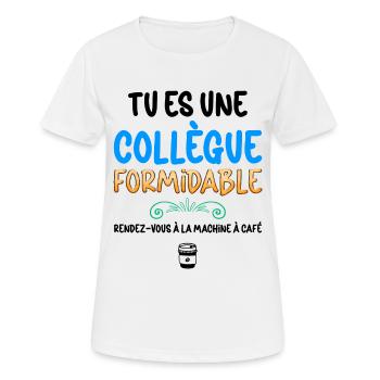 Collègue femme formidable Machine A Café - T-shirt respirant Femme - blanc - Devant - AI Model Female 172 dark (172cm)