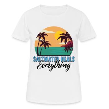 Strandliebhaber-Shirt, Salzwasser heilt alles - Frauen T-Shirt atmungsaktiv - Weiß - Vorne - AI Model Female 172 dark (172cm)
