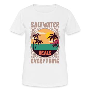 Strandliebhaber-Shirt, Salzwasser heilt alles - Frauen T-Shirt atmungsaktiv - Weiß - Vorne - AI Model Female 172 dark (172cm)