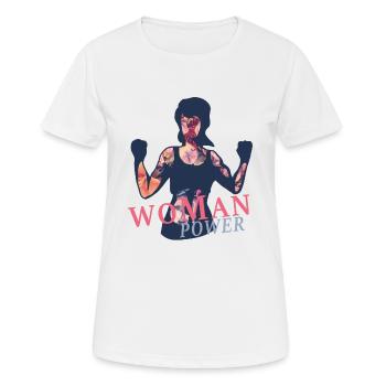 Woman Power Strong PWR - Power Girl | Wife, mother - Women's Breathable T-Shirt - white - Front - AI Model Female 172 dark (172cm)