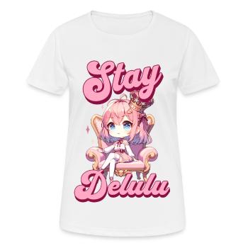 Stay Delulu Pink Anime Girl - Women's Breathable T-Shirt - white - Front - AI Model Female 172 dark (172cm)