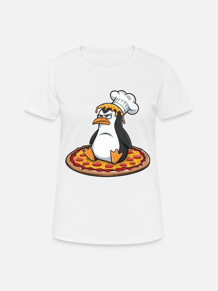 Süßer Pinguin Koch Pizza Cartoon Tollpatsch - Frauen T-Shirt atmungsaktiv - Weiß