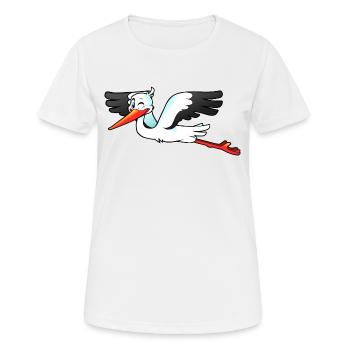 storch - Frauen T-Shirt atmungsaktiv - Weiß - Vorne - AI Model Female 172 dark (172cm)