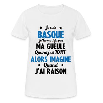 Je suis Basque - Je ferme pas ma gueule - T-shirt respirant Femme - blanc - Devant - AI Model Female 172 dark (172cm)