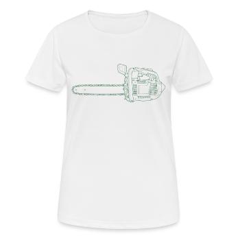 Scie, scie à chaîne, scie à chaîne - T-shirt respirant Femme - blanc - Devant - AI Model Female 172 dark (172cm)