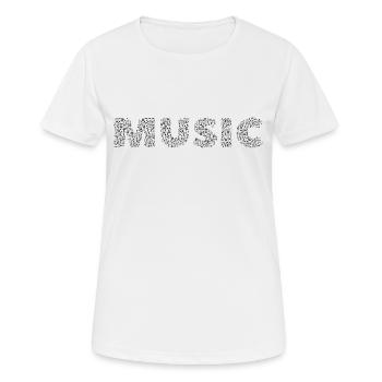 Musik Text in Noten geschrieben. - Frauen T-Shirt atmungsaktiv - Weiß - Vorne - AI Model Female 172 dark (172cm)
