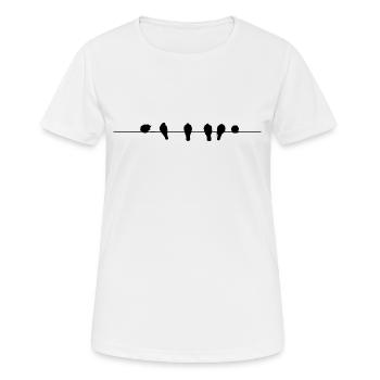 Vögel auf Leitung - Frauen T-Shirt atmungsaktiv - Weiß - Vorne - AI Model Female 172 dark (172cm)