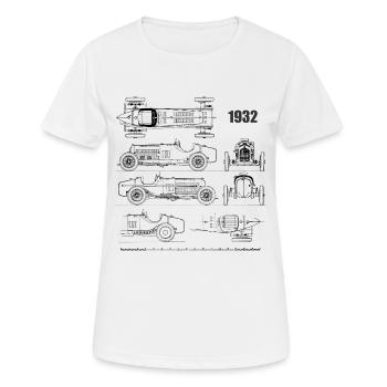 Formel eins 1932 schwarz - Frauen T-Shirt atmungsaktiv - Weiß - Vorne - AI Model Female 172 dark (172cm)