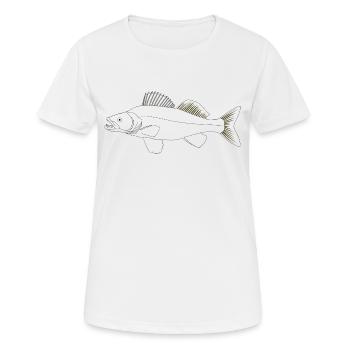 Zielfisch Zander - Frauen T-Shirt atmungsaktiv - Weiß - Vorne - AI Model Female 172 dark (172cm)