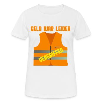 Die gelbe Warnweste war leider aus Gelbe Westen - Frauen T-Shirt atmungsaktiv - Weiß - Vorne - AI Model Female 172 dark (172cm)