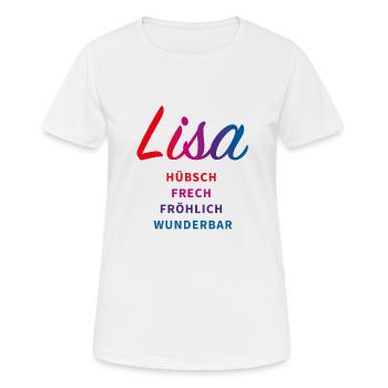 Lisa - Frauen T-Shirt atmungsaktiv - Weiß - Vorne - AI Model Female 172 dark (172cm)