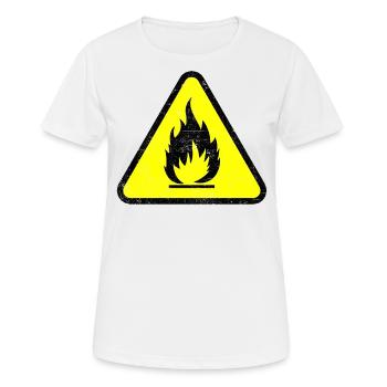 Warnung Feuer Offene Flamme Entzündlich Gefahr - Frauen T-Shirt atmungsaktiv - Weiß - Vorne - AI Model Female 172 dark (172cm)