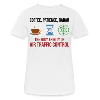 Contrôleur aérien ATC Coffee Patience Radar - T-shirt respirant Femme - blanc - Devant - AI Model Female 172 dark (172cm)