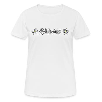 Edelweiss - Frauen T-Shirt atmungsaktiv - Weiß - Vorne - AI Model Female 172 dark (172cm)