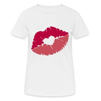 Kussmund mit Herz - Frauen T-Shirt atmungsaktiv - Weiß - Vorne - AI Model Female 172 dark (172cm)