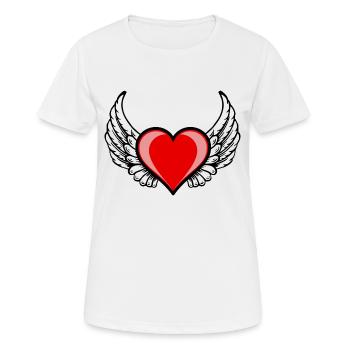 Herz mit Fluegel - Frauen T-Shirt atmungsaktiv - Weiß - Vorne - AI Model Female 172 dark (172cm)