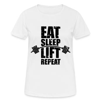 Eat sleep lift - Women's Breathable T-Shirt - white - Front - AI Model Female 172 dark (172cm)