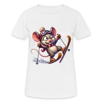 Tollpatschige Maus auf Skiern Winterspaß - Frauen T-Shirt atmungsaktiv - Weiß - Vorne - AI Model Female 172 dark (172cm)