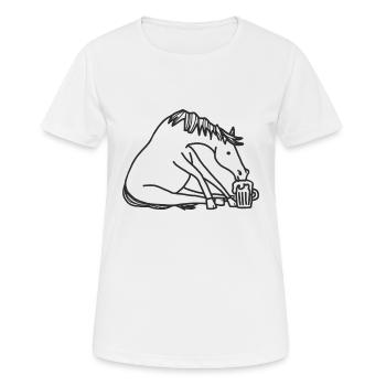 boire de la bière Cheval - T-shirt respirant Femme - blanc - Devant - AI Model Female 172 dark (172cm)