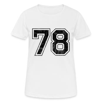 Anzahl 78 - Frauen T-Shirt atmungsaktiv - Weiß - Vorne - AI Model Female 172 dark (172cm)