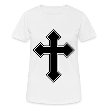 Symbole de croix - T-shirt respirant Femme - blanc - Devant - AI Model Female 172 dark (172cm)