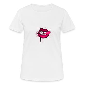 lippen - Frauen T-Shirt atmungsaktiv - Weiß - Vorne - AI Model Female 172 dark (172cm)