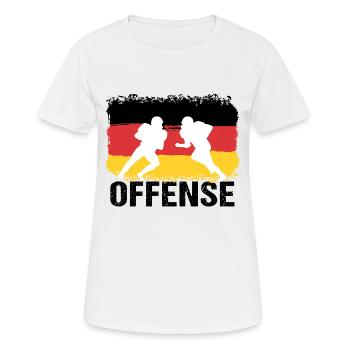American Football Deutschland Offense - Frauen T-Shirt atmungsaktiv - Weiß - Vorne - AI Model Female 172 dark (172cm)