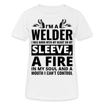 Schweißnaht Schweißer Metallbau Eisenarbeiter - Frauen T-Shirt atmungsaktiv - Weiß - Vorne - AI Model Female 172 dark (172cm)